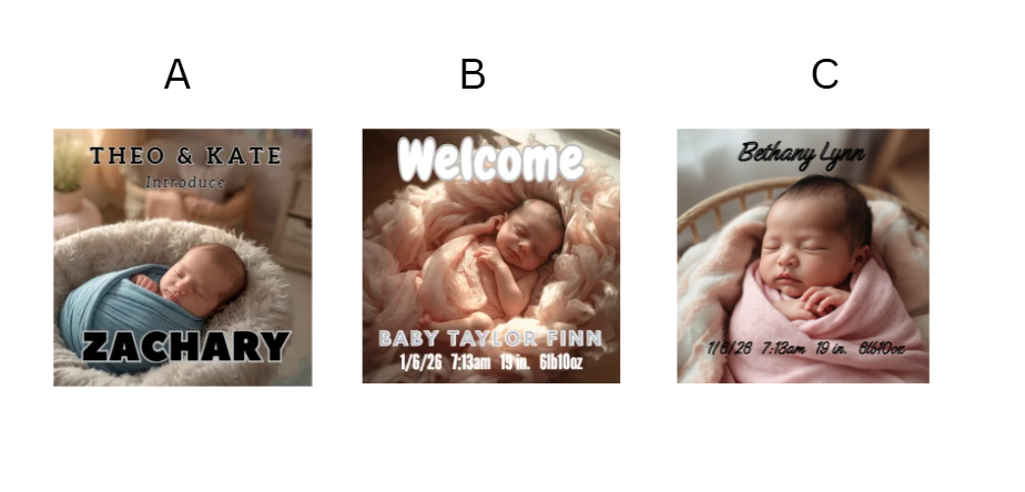 Birth Announcement 2x2 Magnets